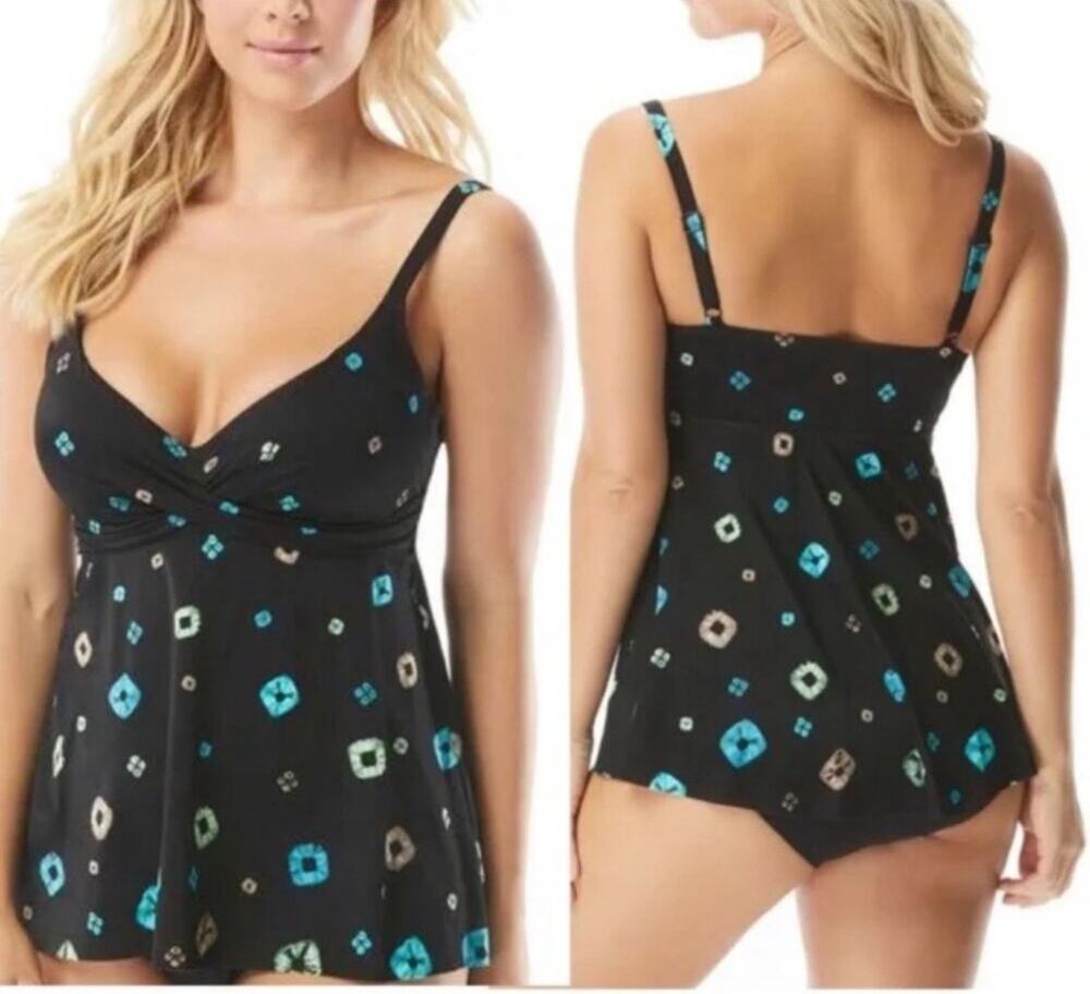 CONTOURS BY COCO REEF Tankini Top Size 8/32D NWT Black Underwire Shapemaker - Picture 1 of 16